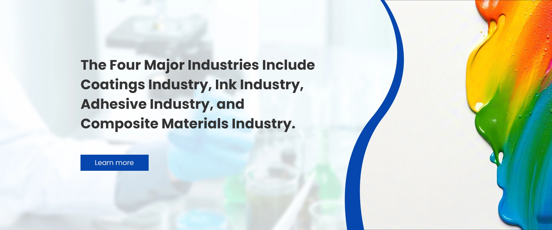 The four major industries include Coatings Industry, Ink Industry, Adhesive Industry, and Composite Materials Industry.